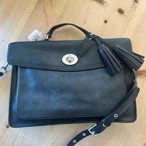 Vintage Black Coach Leather Bag (laptop/brief/crossbody)